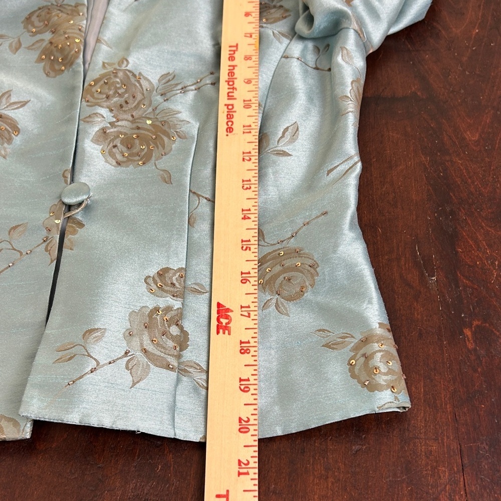 Jessica Howard Teal 2-Piece Jacket & Skirt Set Floral Embroidered  Dress Sz 6P - Picture 9 of 13